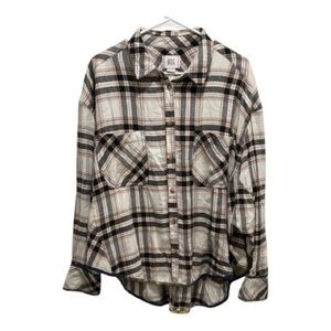 BDG Urban Outfitters Women's Size XL Karl Slouchy Plaid Button Flannel Top